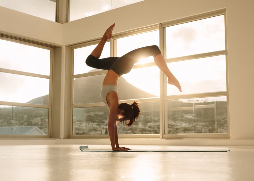 Yogi Practicing Handstand Yoga Pose